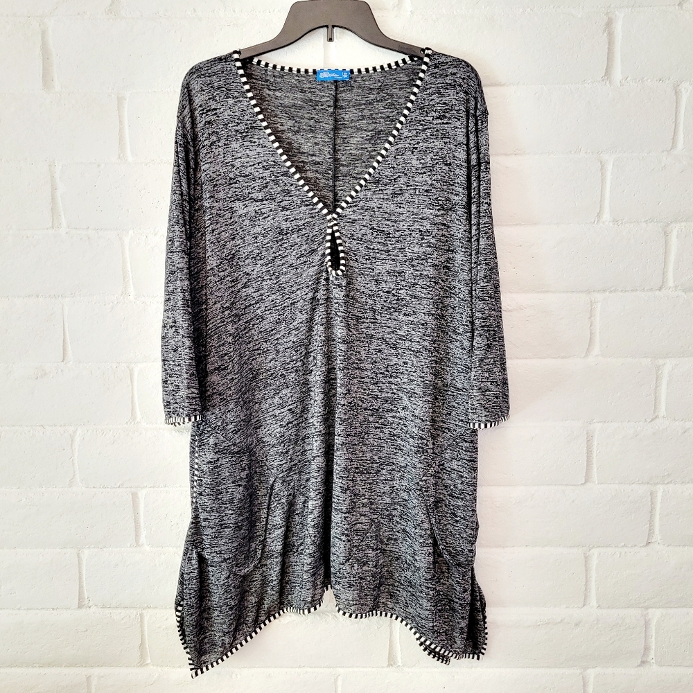 Aster by Firmiana Plus Size 3X Gray/Black/White Tunic with Pockets